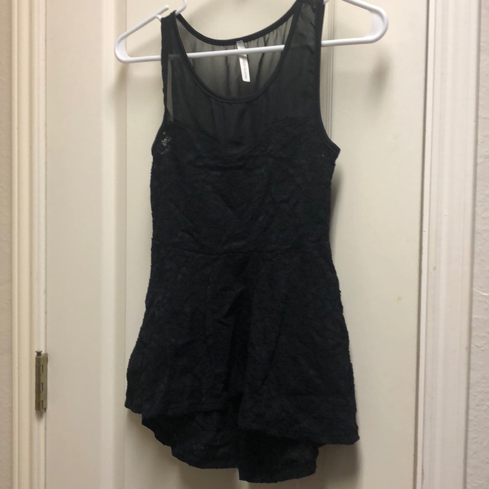 Black Lace High-low Peplum Top